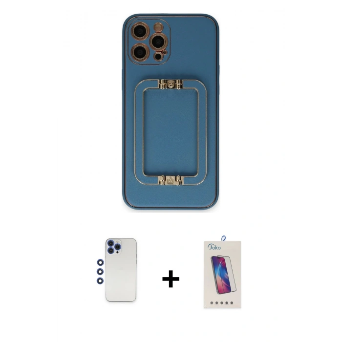 MARSİLYAN™- iPhone 12 Pro Max Kılıf Kozmos Minimal Prime - Siyah Joko 5D Cam + Shine Kamera Lens - LT
