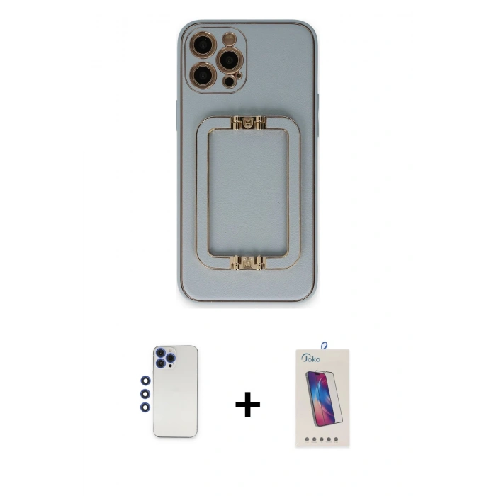 MARSİLYAN™- iPhone 12 Pro Max Kılıf Kozmos Minimal Prime - Siyah Joko 5D Cam + Shine Kamera Lens - LT