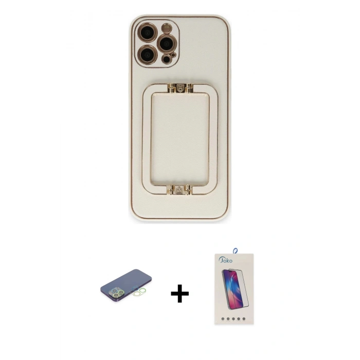 MARSİLYAN™- iPhone 12 Pro Max Kılıf Kozmos Minimal Prime - Siyah Joko 5D Cam + Renkli Kamera Lens Koruma Cam - YL