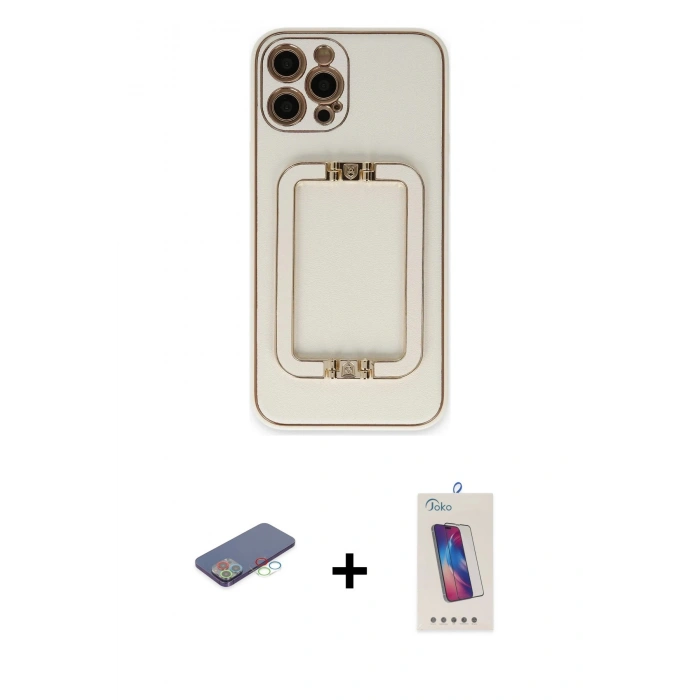 MARSİLYAN™- iPhone 12 Pro Max Kılıf Kozmos Minimal Prime - Siyah Joko 5D Cam + Renkli Kamera Lens Koruma Cam - MI