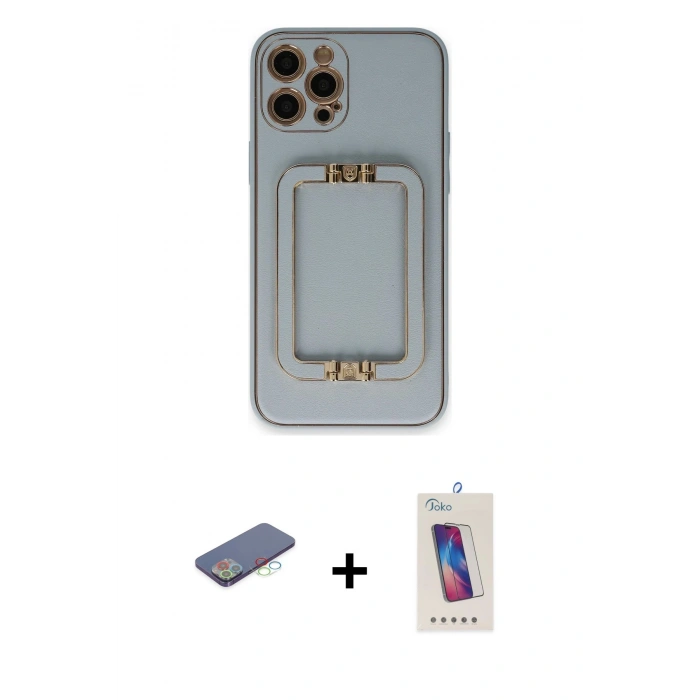 MARSİLYAN™- iPhone 12 Pro Max Kılıf Kozmos Minimal Prime - Siyah Joko 5D Cam + Renkli Kamera Lens Koruma Cam - MI
