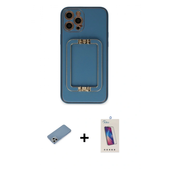 MARSİLYAN™- iPhone 12 Pro Max Kılıf Kozmos Minimal Prime - Siyah Joko 5D Cam + Shine Kamera Lens Koruma Cam - GS