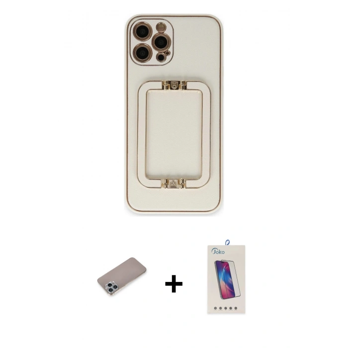 MARSİLYAN™- iPhone 12 Pro Max Kılıf Kozmos Minimal Prime - Siyah Joko 5D Cam + Shine Kamera Lens Koruma Cam - SABE