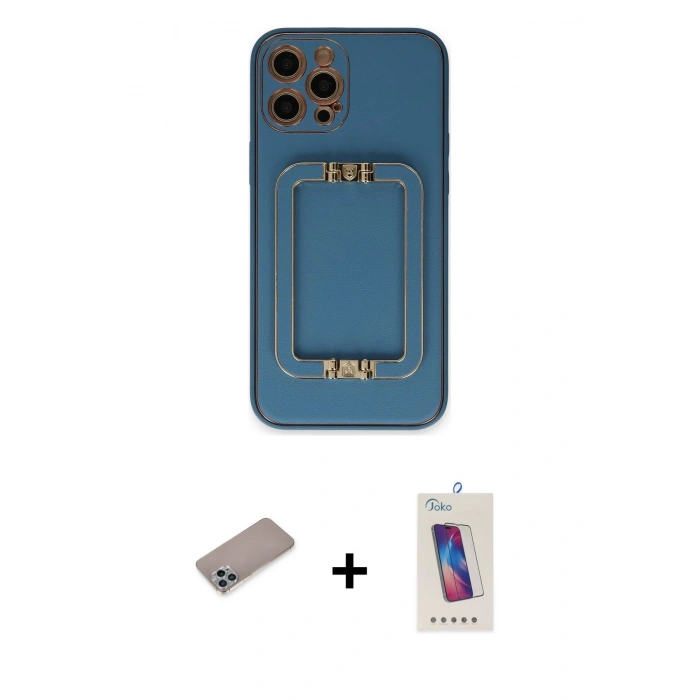 MARSİLYAN™- iPhone 12 Pro Max Kılıf Kozmos Minimal Prime - Siyah Joko 5D Cam + Shine Kamera Lens Koruma Cam - SABE