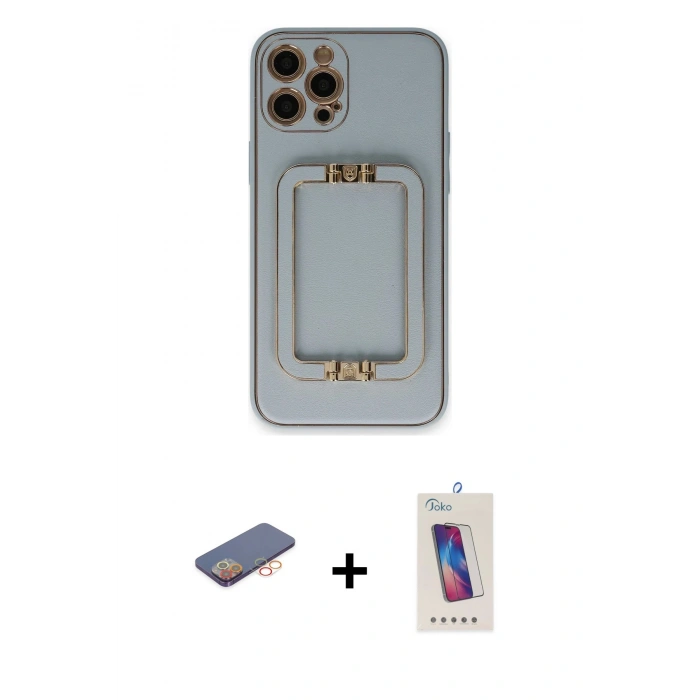 MARSİLYAN™- iPhone 12 Pro Max Kılıf Kozmos Minimal Prime - Siyah Joko 5D Cam + Renkli Kamera Lens Koruma Cam - TU