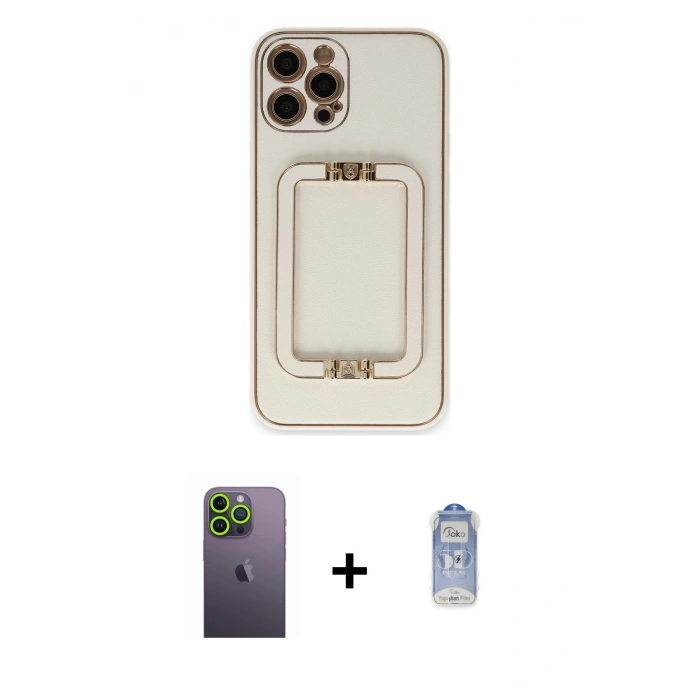 MARSİLYAN™- iPhone 12 Pro Max Kılıf Kozmos Minimal Prime - Siyah Joko Magic 5D Cam + Neon Fosforlu Kamera Lens - YL
