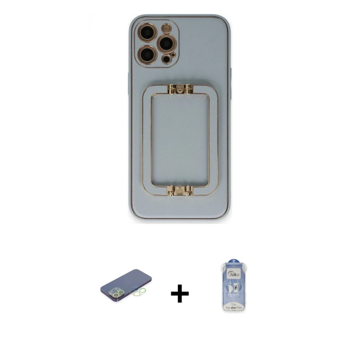 MARSİLYAN™- iPhone 12 Pro Max Kılıf Kozmos Minimal Prime - Siyah Joko Magic 5D Cam + Renkli Kamera Lens Koruma Cam - YL