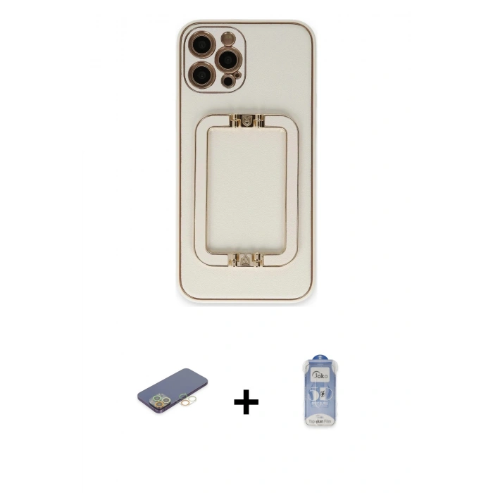 MARSİLYAN™- iPhone 12 Pro Max Kılıf Kozmos Minimal Prime - Siyah Joko Magic 5D Cam + Renkli Kamera Lens Koruma Cam - SI