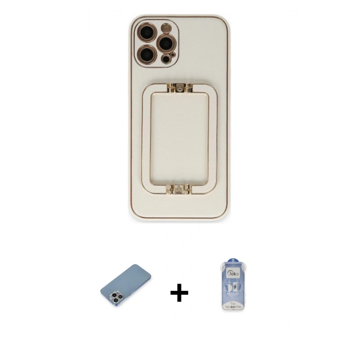 MARSİLYAN™- iPhone 12 Pro Max Kılıf Kozmos Minimal Prime - Siyah Joko Magic 5D Cam + Shine Kamera Lens Koruma Cam - GI