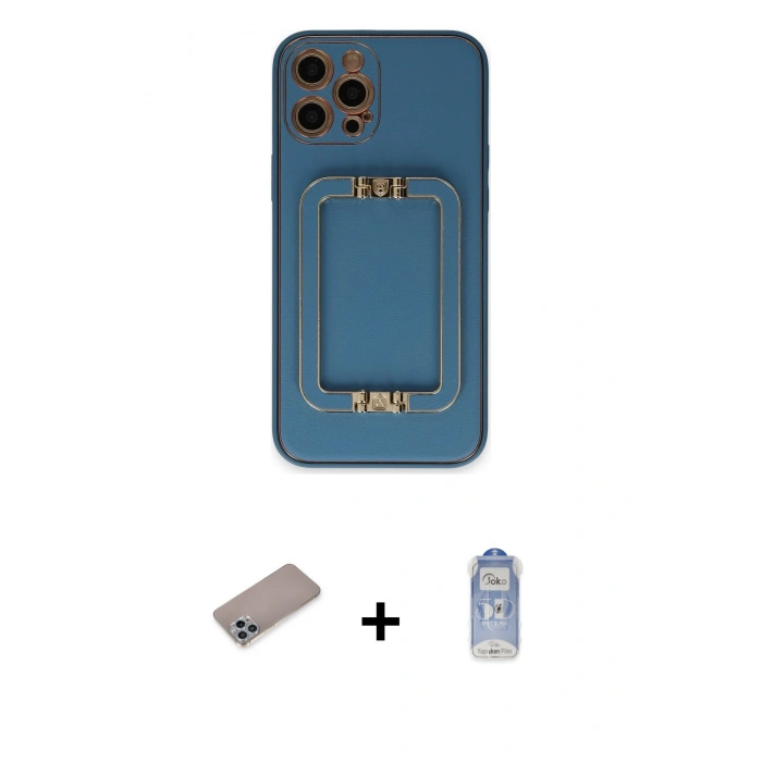 MARSİLYAN™- iPhone 12 Pro Max Kılıf Kozmos Minimal Prime - Siyah Joko Magic 5D Cam + Sierra Blue Shine Kamera Lens Koruma Cam