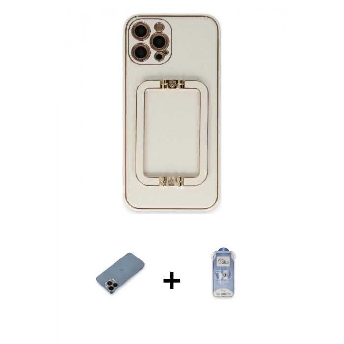MARSİLYAN™- iPhone 12 Pro Max Kılıf Kozmos Minimal Prime - Siyah Joko Magic 5D Cam + Shine Kamera Lens Koruma Cam - SH