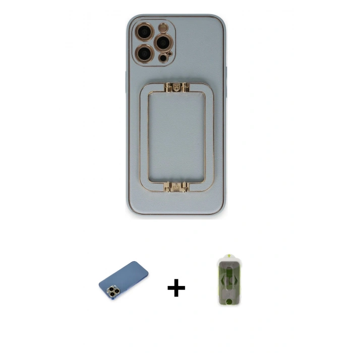 MARSİLYAN™- iPhone 12 Pro Max Kılıf Kozmos Minimal Prime - Siyah Joko Magic 5D Hayalet Cam + Gold Shine Kamera Lens Koruma Cam