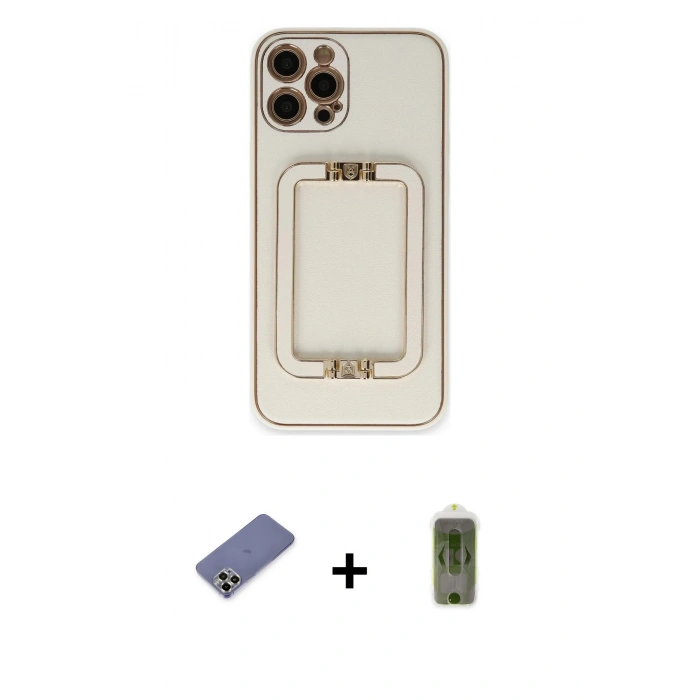 MARSİLYAN™- iPhone 12 Pro Max Kılıf Kozmos Minimal Prime - Siyah Joko Magic 5D Hayalet Cam + Metal Kamera Lens Koruma Cam - GD