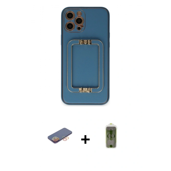 MARSİLYAN™- iPhone 12 Pro Max Kılıf Kozmos Minimal Prime - Siyah Joko Magic 5D Hayalet Cam + Renkli Kamera Lens Koruma Cam - TU