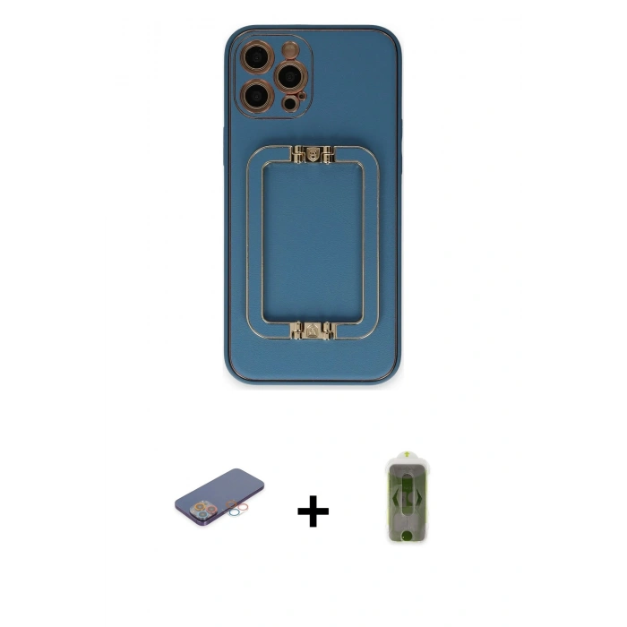 MARSİLYAN™- iPhone 12 Pro Max Kılıf Kozmos Minimal Prime - Siyah Joko Magic 5D Hayalet Cam + Renkli Kamera Lens Koruma Cam - PE