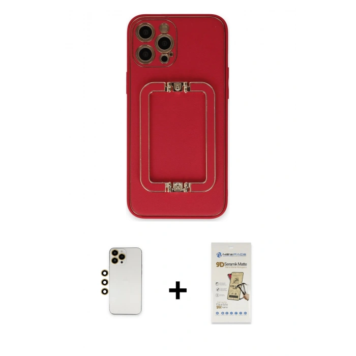 MARSİLYAN™- iPhone 12 Pro Max Kılıf Kozmos Minimal Prime - Siyah Mat Seramik Nano Ekran Koruyucu + Shine Kamera Lens - GD