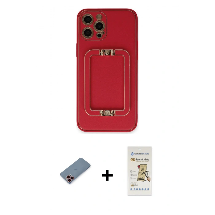 MARSİLYAN™- iPhone 12 Pro Max Kılıf Kozmos Minimal Prime - Siyah Mat Seramik Nano Ekran Koruyucu + Metal Kamera Lens Koruma Cam - KI