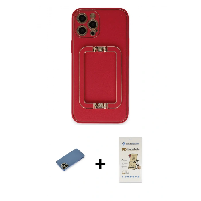 MARSİLYAN™- iPhone 12 Pro Max Kılıf Kozmos Minimal Prime - Siyah Mat Seramik Nano Ekran Koruyucu + Shine Kamera Lens Koruma Cam - GD