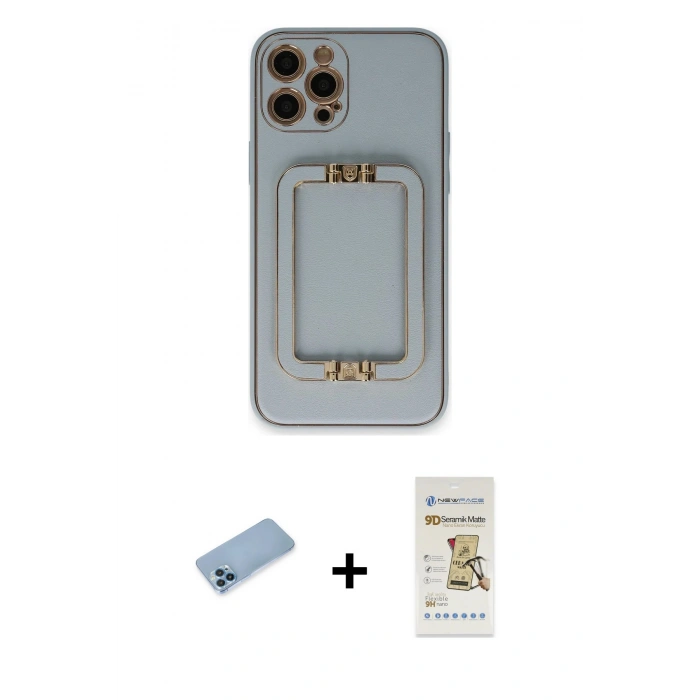 MARSİLYAN™- iPhone 12 Pro Max Kılıf Kozmos Minimal Prime - Siyah Mat Seramik Nano Ekran Koruyucu + Shine Kamera Lens Koruma Cam - MI
