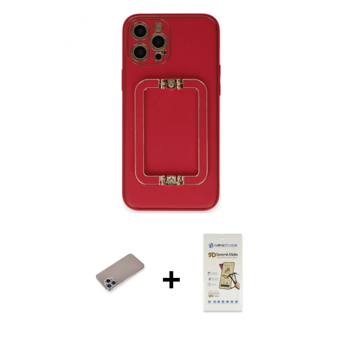 MARSİLYAN™- iPhone 12 Pro Max Kılıf Kozmos Minimal Prime - Siyah Mat Seramik Nano Ekran Koruyucu + Shine Kamera Lens Koruma Cam - SABE