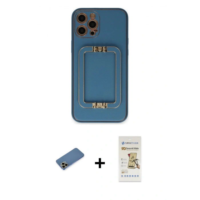 MARSİLYAN™- iPhone 12 Pro Max Kılıf Kozmos Minimal Prime - Siyah Mat Seramik Nano Ekran Koruyucu + Shine Kamera Lens Koruma Cam - GD