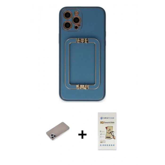 MARSİLYAN™- iPhone 12 Pro Max Kılıf Kozmos Minimal Prime - Siyah Mat Seramik Nano Ekran Koruyucu + Shine Kamera Lens Koruma Cam - SABE
