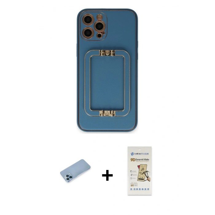 MARSİLYAN™- iPhone 12 Pro Max Kılıf Kozmos Minimal Prime - Siyah Mat Seramik Nano Ekran Koruyucu + Shine Kamera Lens Koruma Cam - MI