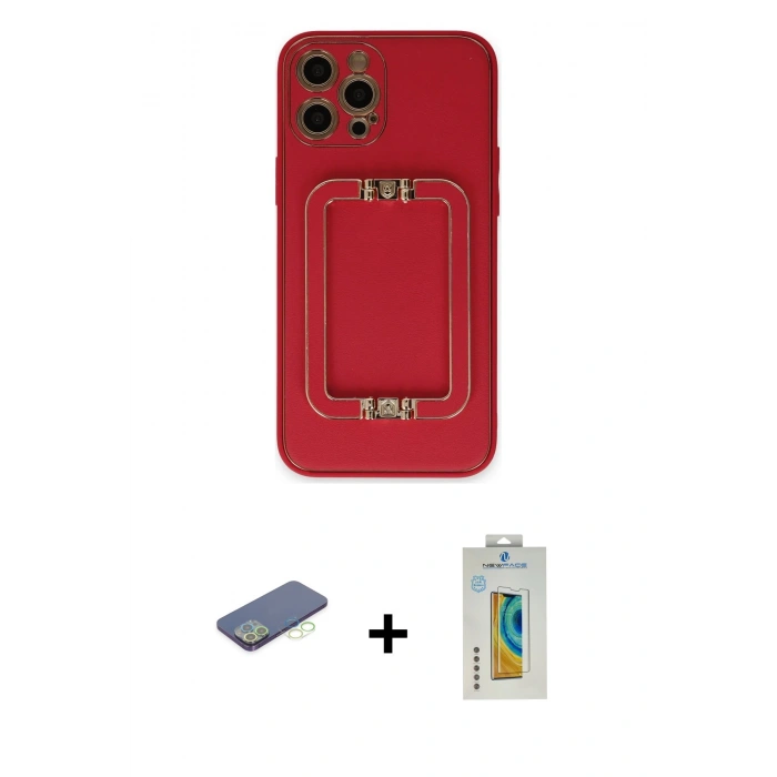 MARSİLYAN™- iPhone 12 Pro Max Kılıf Kozmos Minimal Prime - Siyah Polymer Nano Ekran Koruyucu + Yeşil Renkli Kamera Lens Koruma Cam