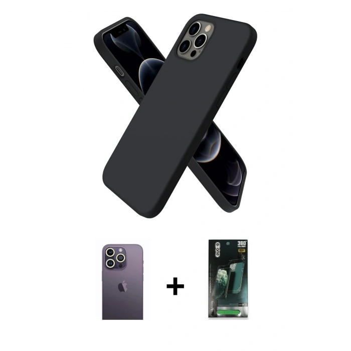 MARSİLYAN™- iPhone 12 Pro Max Kılıf Kozmos Yansıma Özel Seri - Şeffaf 360 Full Body Arka Koruyucu + Neon Fosforlu Kamera Lens - BZ
