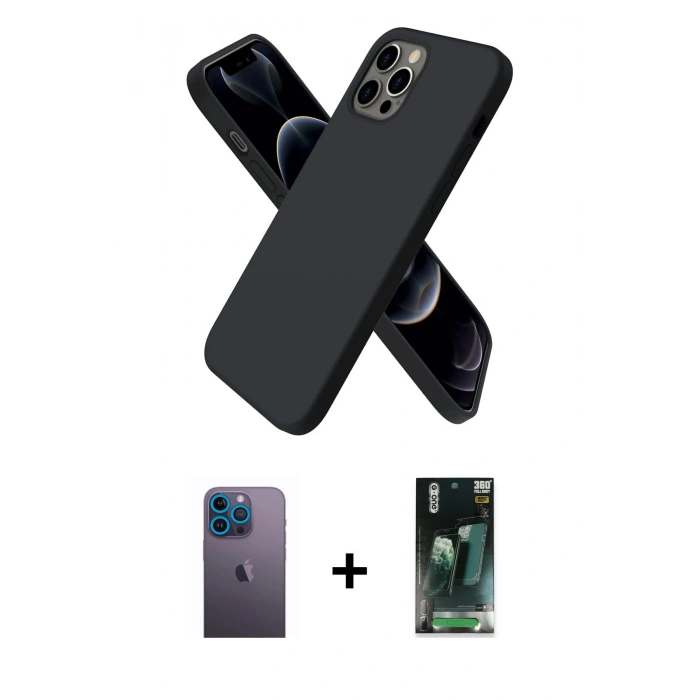 MARSİLYAN™- iPhone 12 Pro Max Kılıf Kozmos Yansıma Özel Seri - Şeffaf 360 Full Body Arka Koruyucu + Mavi Neon Fosforlu Kamera Lens