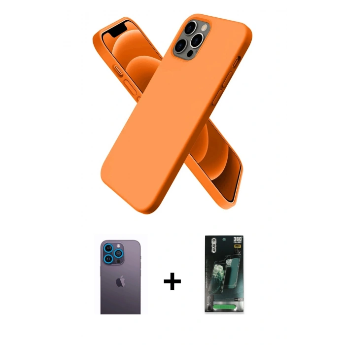 MARSİLYAN™- iPhone 12 Pro Max Kılıf Kozmos Yansıma Özel Seri - Şeffaf 360 Full Body Arka Koruyucu + Mavi Neon Fosforlu Kamera Lens