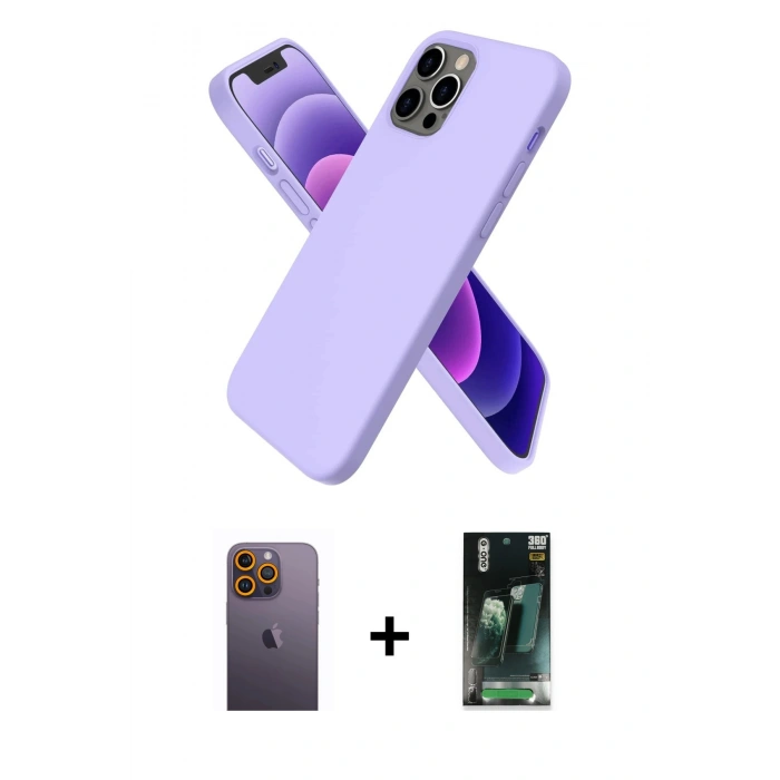 MARSİLYAN™- iPhone 12 Pro Max Kılıf Kozmos Yansıma Özel Seri - Şeffaf 360 Full Body Arka Koruyucu + Neon Fosforlu Kamera Lens - SI