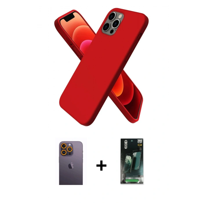 MARSİLYAN™- iPhone 12 Pro Max Kılıf Kozmos Yansıma Özel Seri - Şeffaf 360 Full Body Arka Koruyucu + Neon Fosforlu Kamera Lens - SI