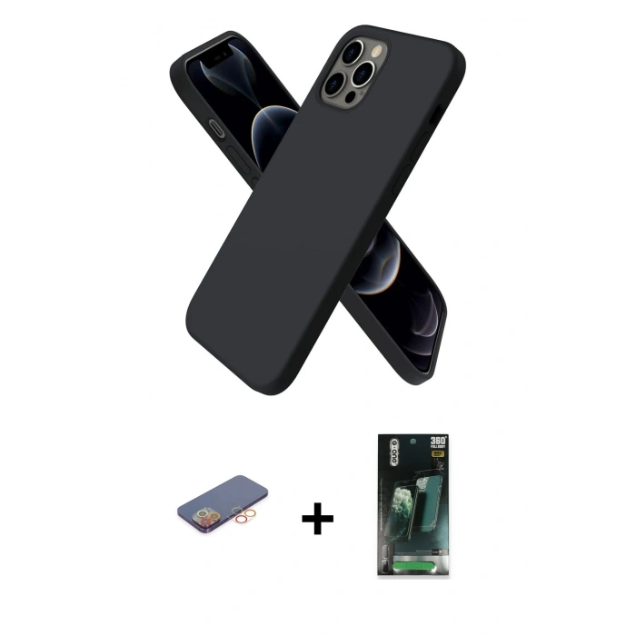 MARSİLYAN™- iPhone 12 Pro Max Kılıf Kozmos Yansıma Özel Seri - Şeffaf 360 Full Body Arka Koruyucu + Renkli Kamera Lens Koruma Cam - TU