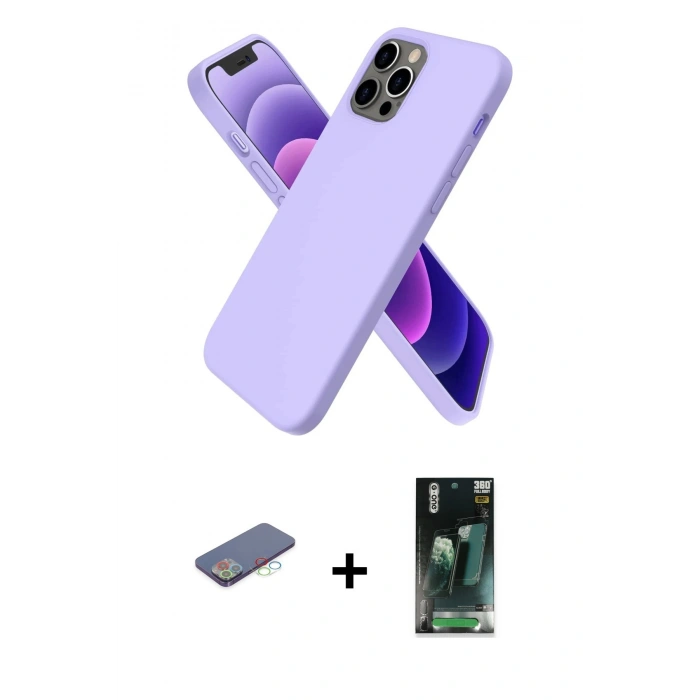MARSİLYAN™- iPhone 12 Pro Max Kılıf Kozmos Yansıma Özel Seri - Şeffaf 360 Full Body Arka Koruyucu + Renkli Kamera Lens Koruma Cam - MI