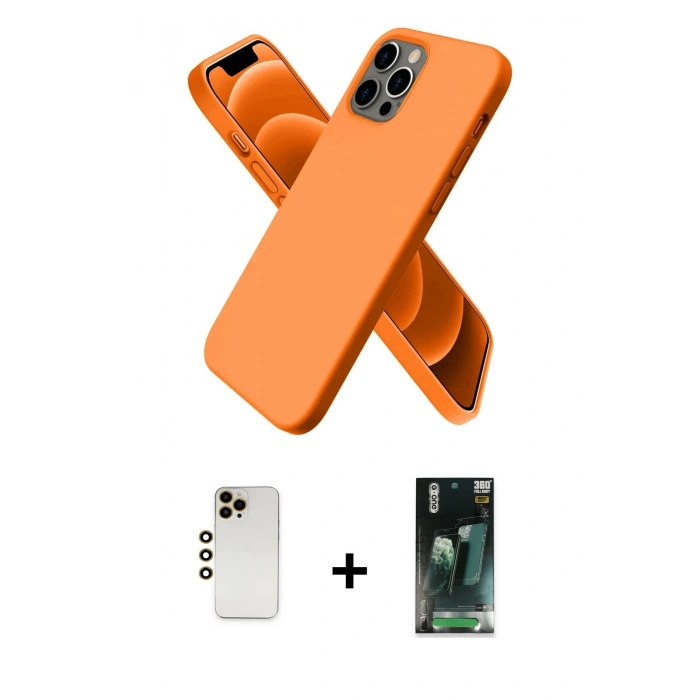 MARSİLYAN™- iPhone 12 Pro Max Kılıf Kozmos Yansıma Özel Seri - Şeffaf 360 Full Body Arka Koruyucu + Shine Kamera Lens - GD