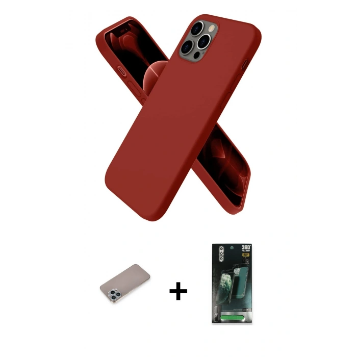 MARSİLYAN™- iPhone 12 Pro Max Kılıf Kozmos Yansıma Özel Seri - Şeffaf 360 Full Body Arka Koruyucu + Shine Kamera Lens Koruma Cam - SABE