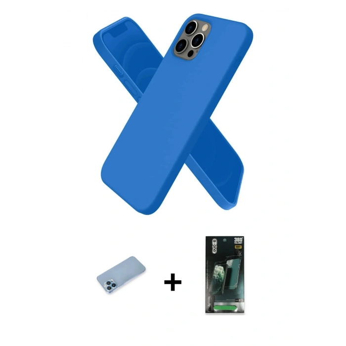 MARSİLYAN™- iPhone 12 Pro Max Kılıf Kozmos Yansıma Özel Seri - Şeffaf 360 Full Body Arka Koruyucu + Shine Kamera Lens Koruma Cam - MI