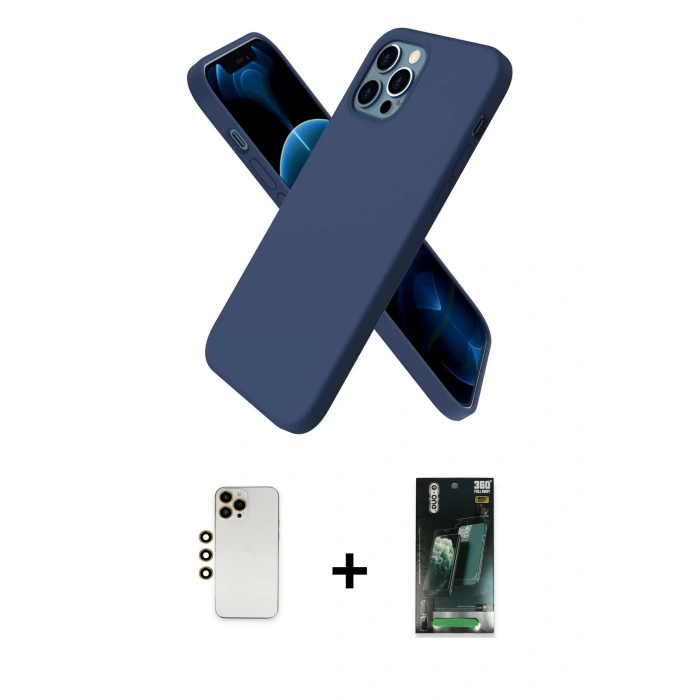 MARSİLYAN™- iPhone 12 Pro Max Kılıf Kozmos Yansıma Özel Seri - Şeffaf 360 Full Body Arka Koruyucu + Shine Kamera Lens - GD