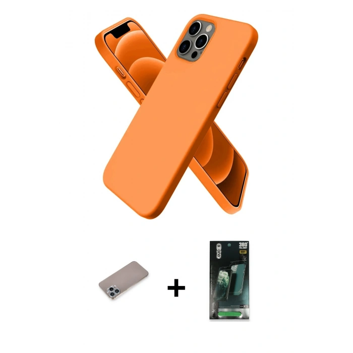 MARSİLYAN™- iPhone 12 Pro Max Kılıf Kozmos Yansıma Özel Seri - Şeffaf 360 Full Body Arka Koruyucu + Shine Kamera Lens Koruma Cam - SABE