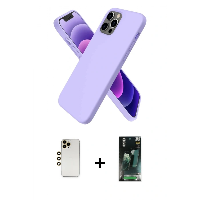 MARSİLYAN™- iPhone 12 Pro Max Kılıf Kozmos Yansıma Özel Seri - Şeffaf 360 Full Body Arka Koruyucu + Shine Kamera Lens - GD