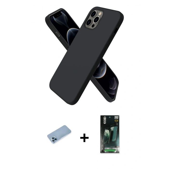 MARSİLYAN™- iPhone 12 Pro Max Kılıf Kozmos Yansıma Özel Seri - Şeffaf 360 Full Body Arka Koruyucu + Shine Kamera Lens Koruma Cam - MI