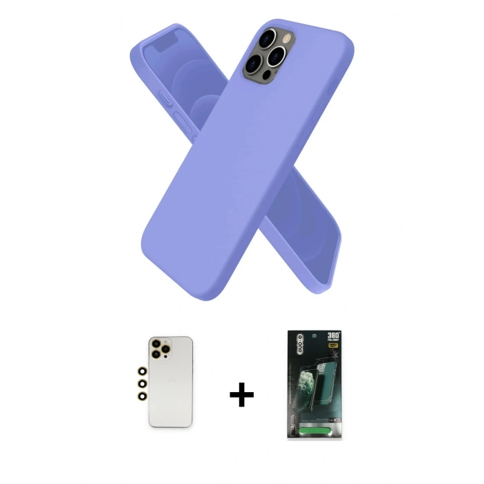 MARSİLYAN™- iPhone 12 Pro Max Kılıf Kozmos Yansıma Özel Seri - Şeffaf 360 Full Body Arka Koruyucu + Shine Kamera Lens - GD