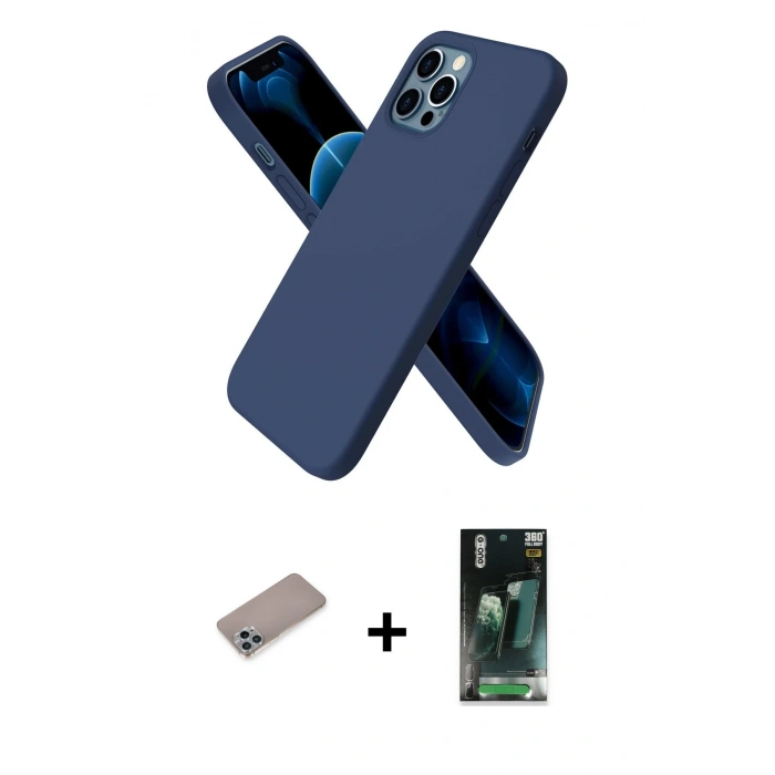 MARSİLYAN™- iPhone 12 Pro Max Kılıf Kozmos Yansıma Özel Seri - Şeffaf 360 Full Body Arka Koruyucu + Shine Kamera Lens Koruma Cam - SABE
