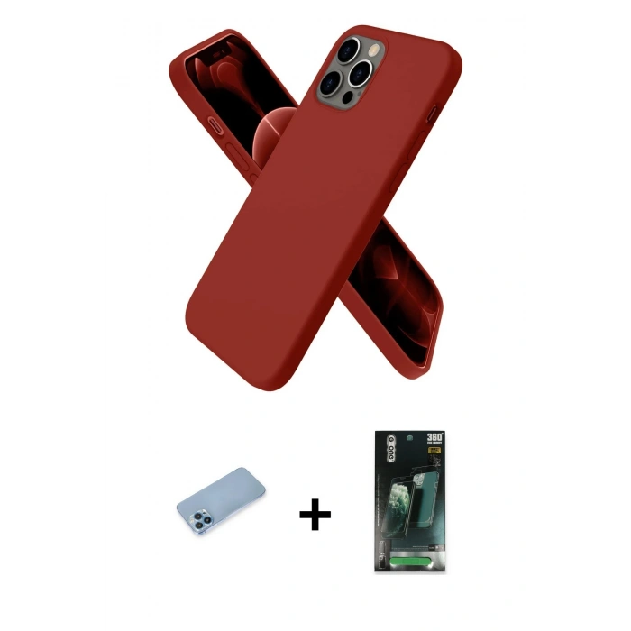 MARSİLYAN™- iPhone 12 Pro Max Kılıf Kozmos Yansıma Özel Seri - Şeffaf 360 Full Body Arka Koruyucu + Shine Kamera Lens Koruma Cam - MI