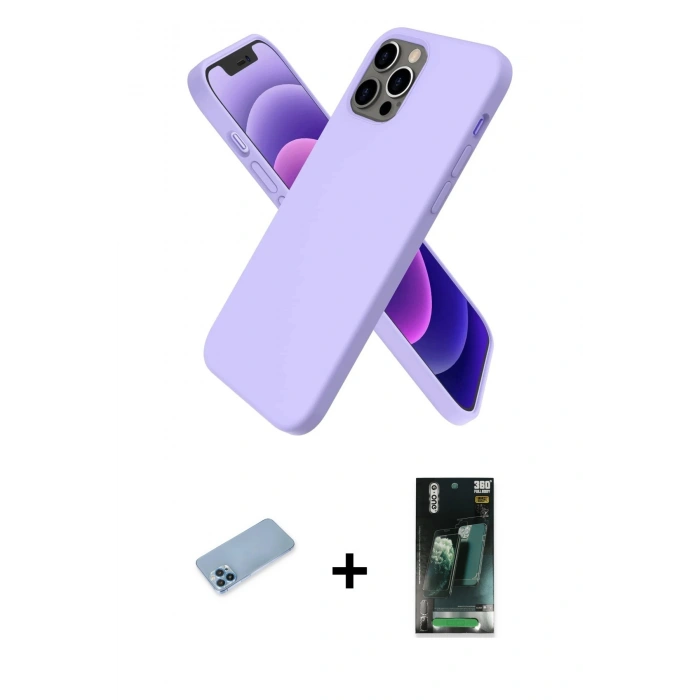 MARSİLYAN™- iPhone 12 Pro Max Kılıf Kozmos Yansıma Özel Seri - Şeffaf 360 Full Body Arka Koruyucu + Shine Kamera Lens Koruma Cam - MI