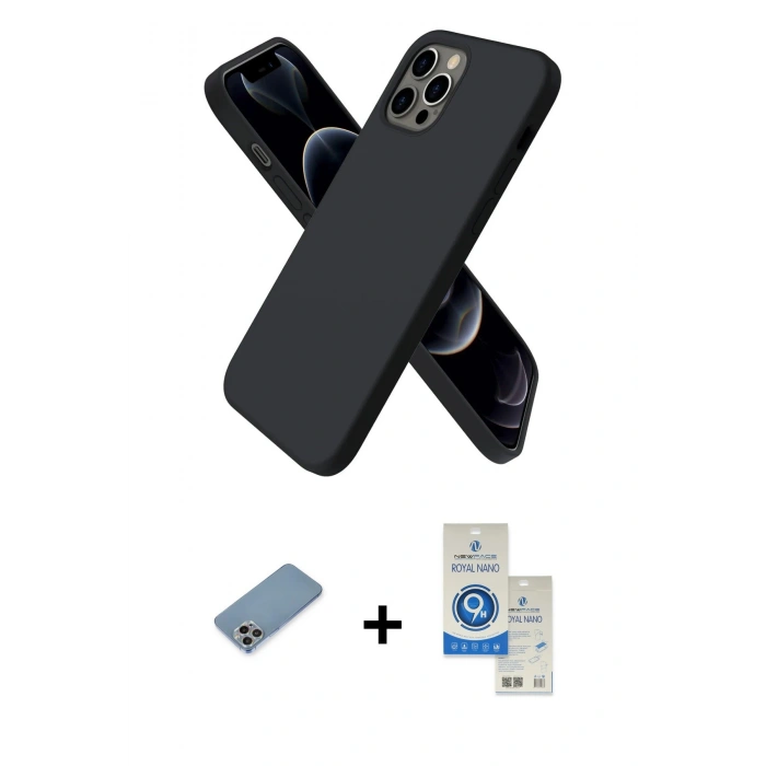 MARSİLYAN™- iPhone 12 Pro Max Kılıf Kozmos Yansıma Özel Seri - Şeffaf Royal Nano Ekran Koruyucu + Shine Kamera Lens Koruma Cam - GI
