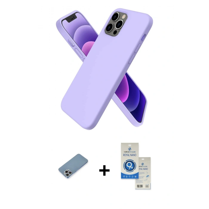 MARSİLYAN™- iPhone 12 Pro Max Kılıf Kozmos Yansıma Özel Seri - Şeffaf Royal Nano Ekran Koruyucu + Shine Kamera Lens Koruma Cam - GI