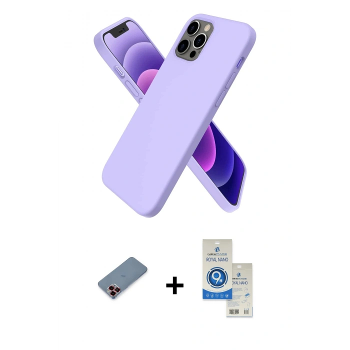MARSİLYAN™- iPhone 12 Pro Max Kılıf Kozmos Yansıma Özel Seri - Şeffaf Royal Nano Ekran Koruyucu + Metal Kamera Lens Koruma Cam - KI