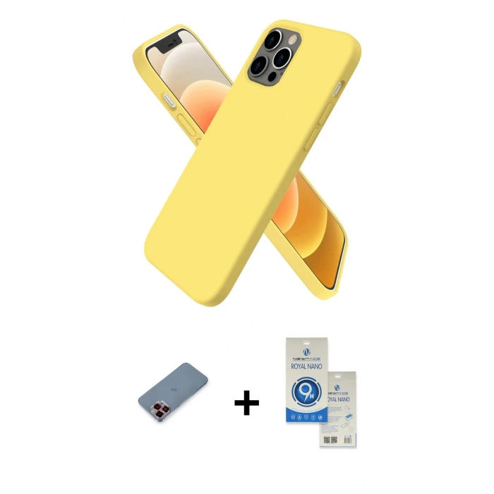 MARSİLYAN™- iPhone 12 Pro Max Kılıf Kozmos Yansıma Özel Seri - Şeffaf Royal Nano Ekran Koruyucu + Metal Kamera Lens Koruma Cam - KI